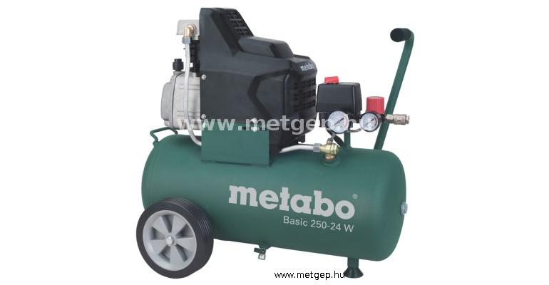 metabo basic 250-24 w kompresszor 8 bar 1500w 24l tartállyal - 690836000