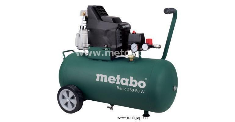 metabo basic 250-50 w kompresszor 8 bar 1500 w  50l tartállyal - 690866000
