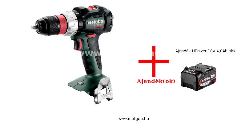 metabo bs18ltblq-840 18 voltos akkus fúró-csavarozó akku és töltő nélkül + ajándék lipower 18v 4,0ah akkumulátor - 602334840