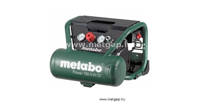 metabo power 180-5 w of olajmentes kompresszor 8 bar 1100w 5l tartállyal - 601531000