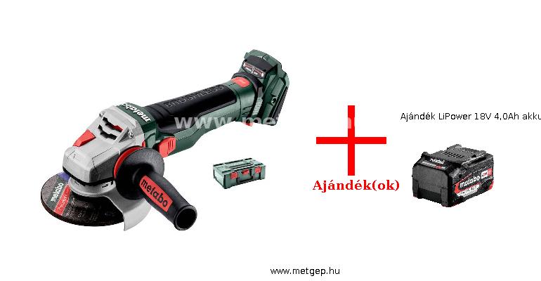 metabo wb18ltxbl15-125q-840 akkus sarokcsiszoló 18v 125 mm akku és töltő nélkül metabox-ban + ajándék lipower 18v 4,0ah akkumulátor - 601730840