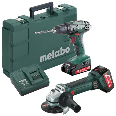 Metabo COMBO SET 2.4.3 18 Voltos akkus BS18 fúró-csavarozó + W18LTX akkus sarokcsiszoló kofferben