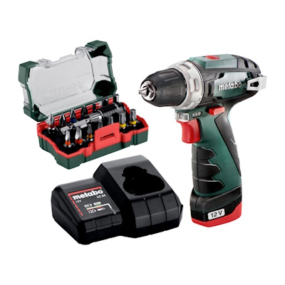 Metabo POWERMAXXBS12-900SET Akkus fúró-csavarozó 12V 1x2,0Ah akkuval töltővel 15 részes bit, papírdobozban