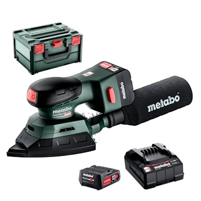 Metabo POWERMAXXSMA12BL-500 Akkus rezgőcsiszoló vasalótalp forma12V akku 2x2,0Ah töltő SC36 MetaBoxban